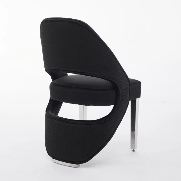 Santorini Dining Chair Set of 2 Black Silver side view by Solid Furniture UK