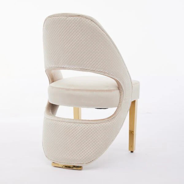 Santorini Dining Chair Set of 2 Cream Gold back view by Solid Furniture UK