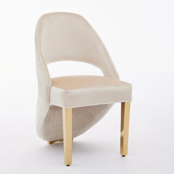 Santorini Dining Chair Set of 2 Cream Gold main view by Solid Furniture UK