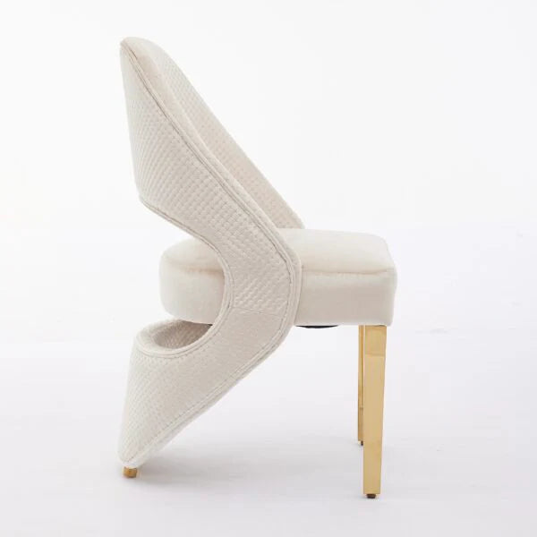 Santorini Dining Chair Set of 2 Cream Gold side view by Solid Furniture UK