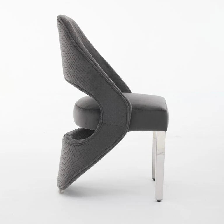 Santorini Dining Chair Set of 2 Grey Silver side view by Solid Furniture UK