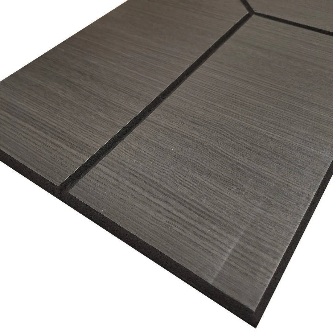 Self adhesive acoustic wall panel UK 120cm x 30cm in Black Oak finish by Solid Furniture UK, lightweight wedge design for walls and ceilings