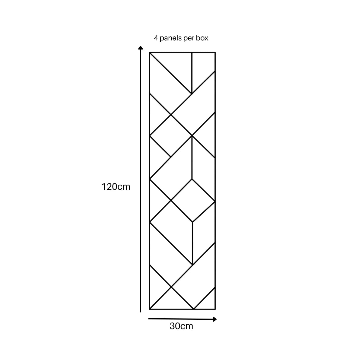 Shard Acoustic Wall Panels by Solid Furniture UK showing 120cm x 30cm dimensions, pack of 4 self adhesive acoustic panels designed for easy installation in modern UK interiors