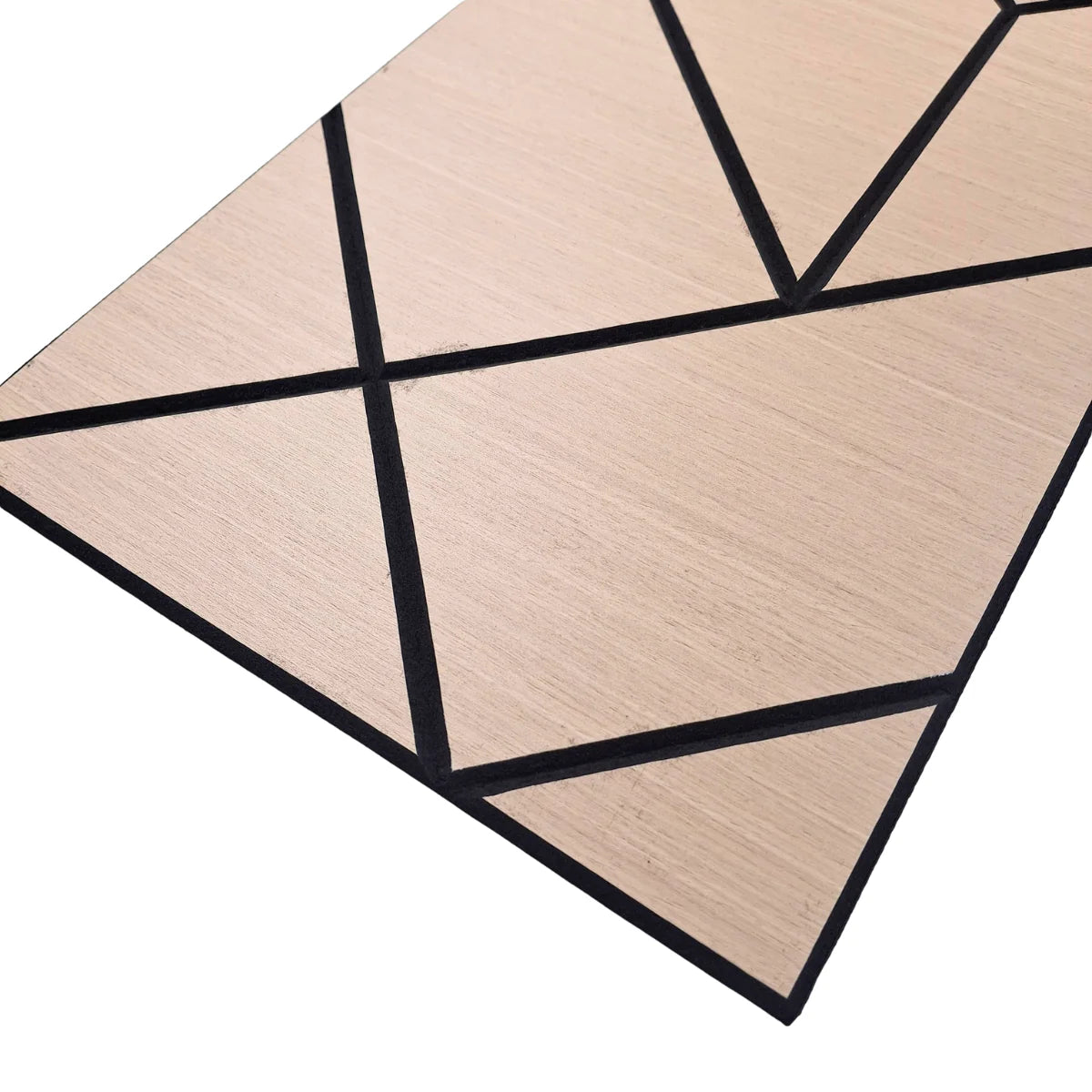 Close up view of Shard Acoustic Wall Panels by Solid Furniture UK in premium oak wood effect showing detailed texture and acoustic felt backing, pack of 4 self adhesive panels for UK interiors