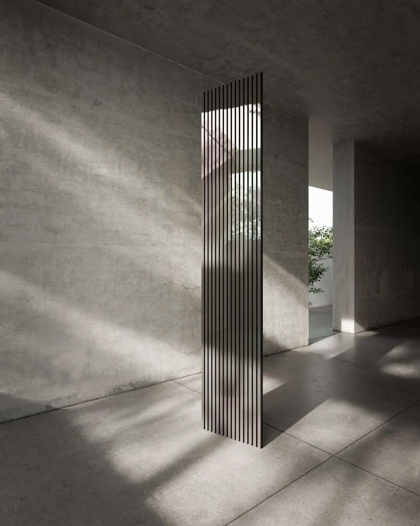 Original shiny silver wall panels 60x240 by Solid Furniture UK showing natural finish, slatted design, and true product appearance