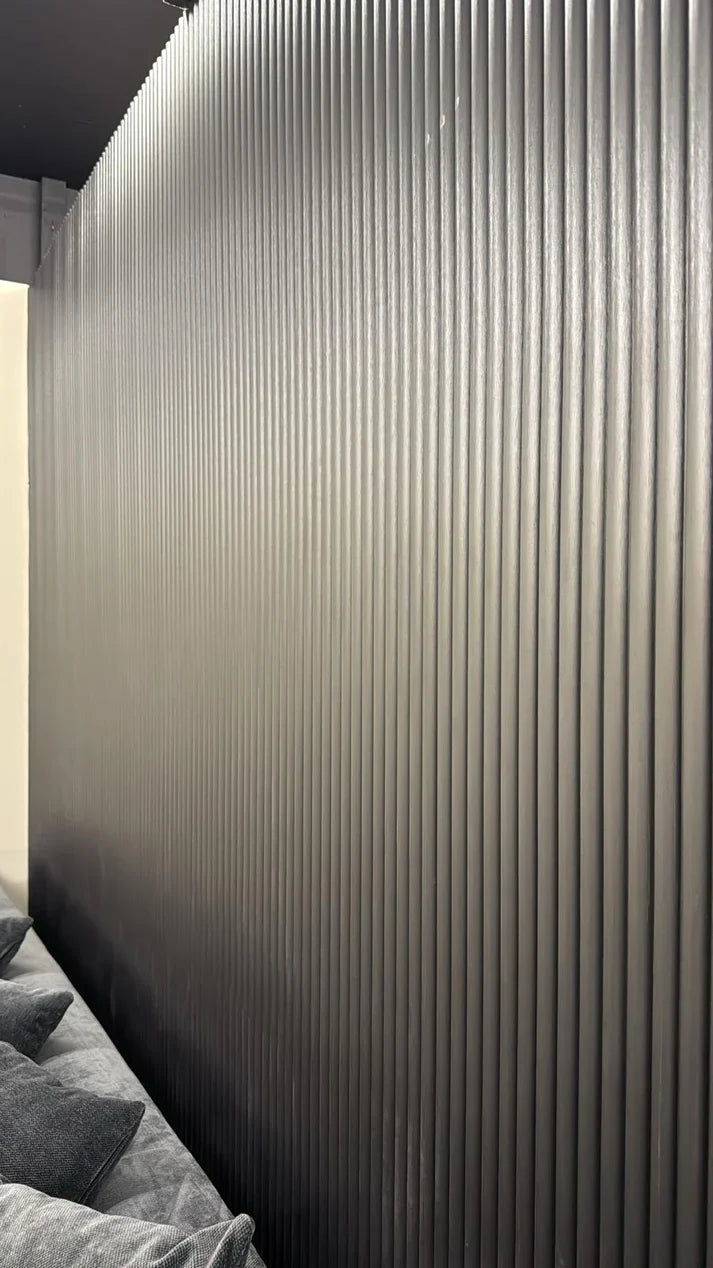 Premium WPC metallic silver fluted wall panels with modern design