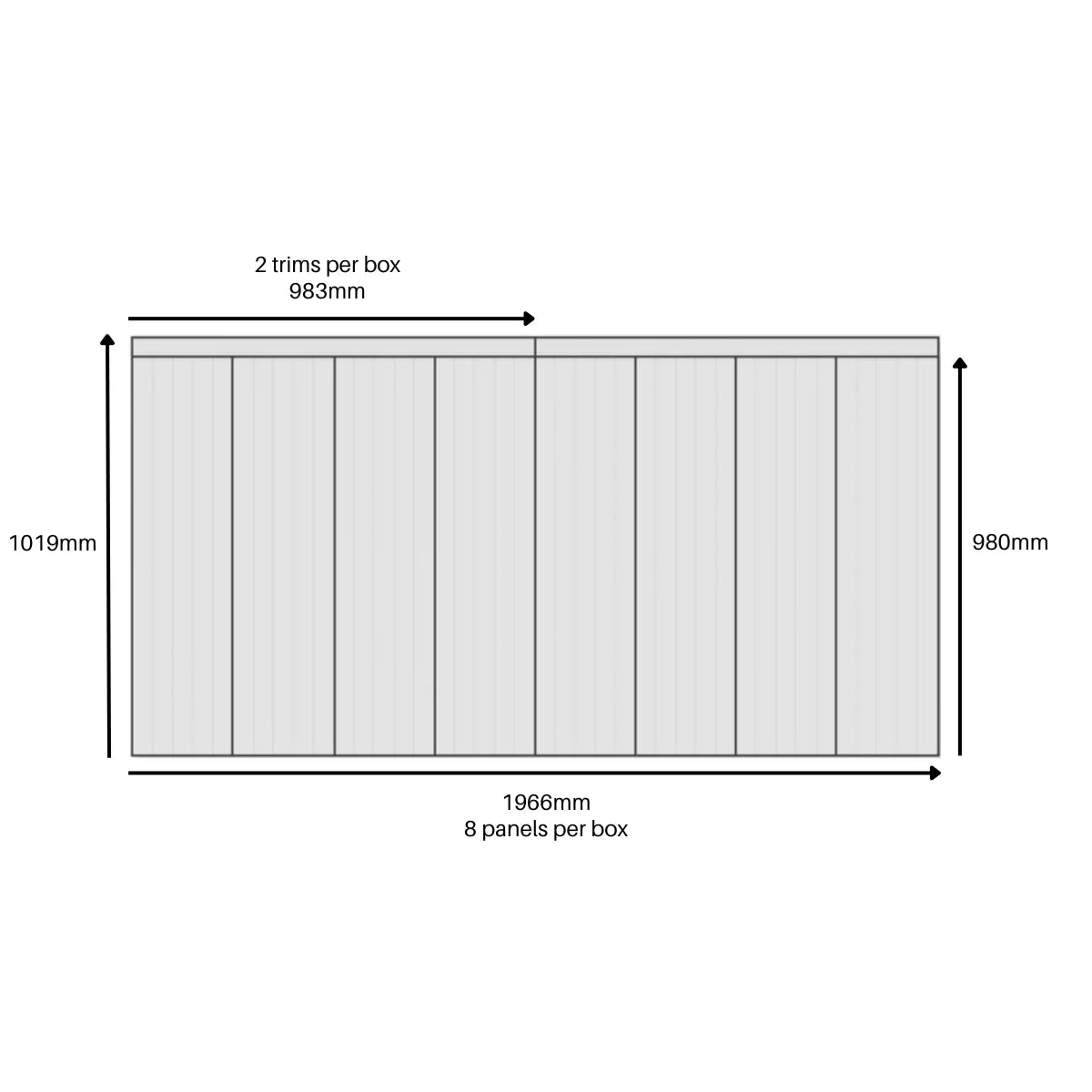 Slatted wainscoting half wall kit showing installed coverage dimensions by Solid Furniture UK
