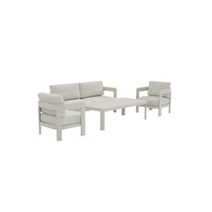 Side view of Sofia 4 seater outdoor lounge set showing sofa profile and table design solid furniture UK