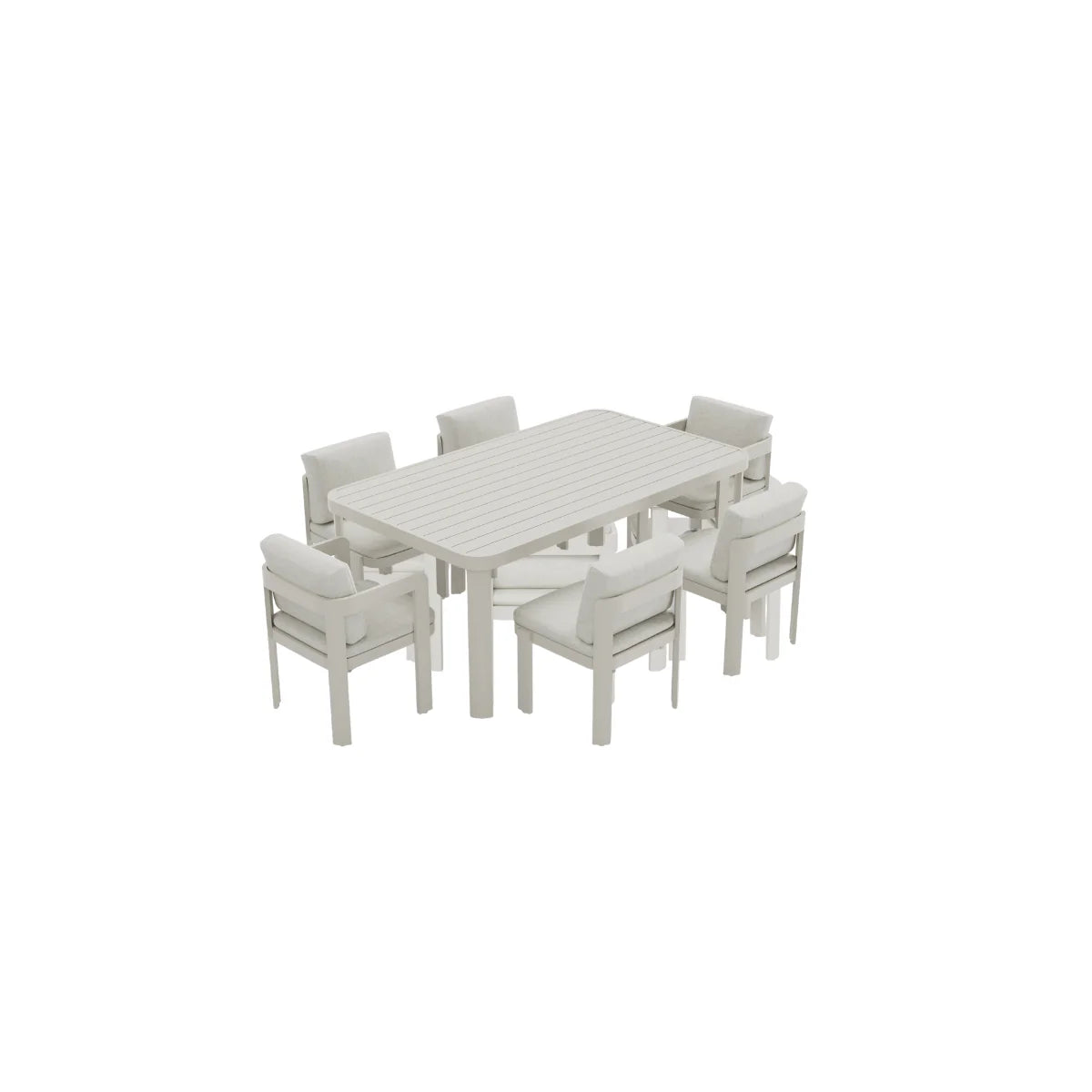 Top view of Sofia 6-seater dining set showing table layout and chair positioning from above solid furniture uk