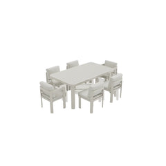 Top view of Sofia 6-seater dining set showing table layout and chair positioning from above solid furniture uk