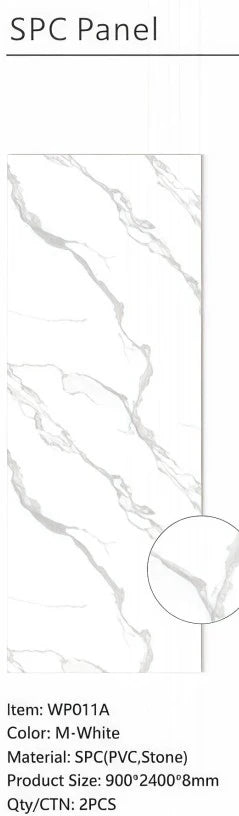 Solid Furniture UK white marble PVC wall panel, 60x240cm, waterproof and modern design