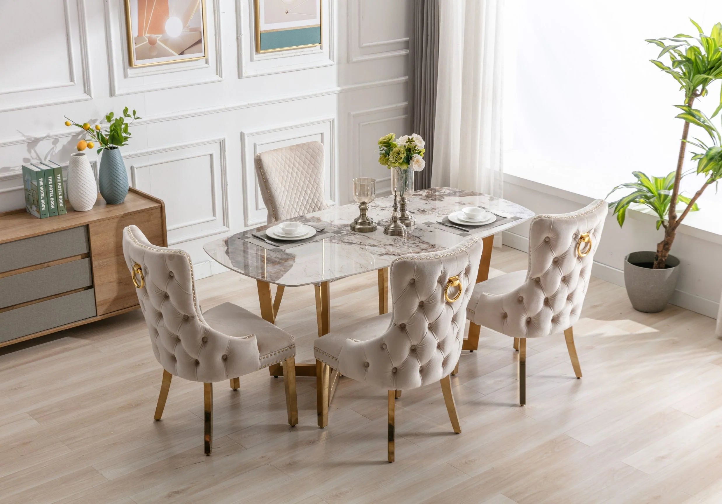 Sorrento oval ceramic gold dining table 150cm modern luxury dining table Solid Furniture UK