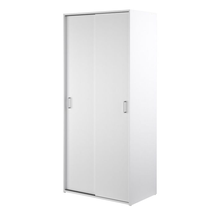 Modern white sliding wardrobe for apartments and flats in the UK, easy assembly furniture