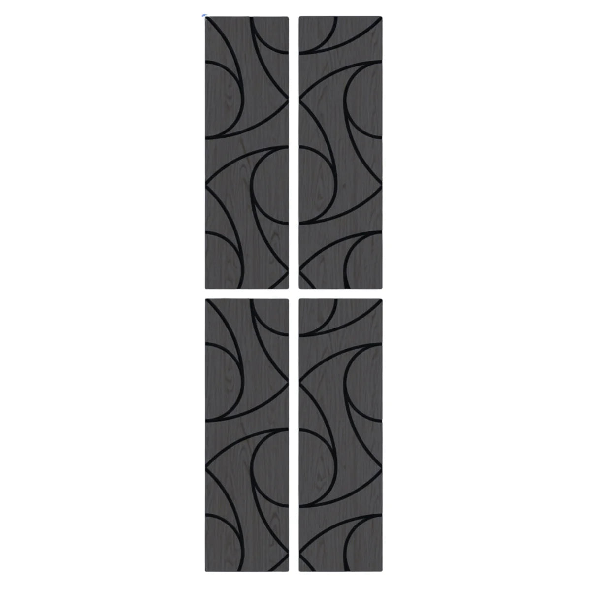 Close up view of spiral acoustic wall panels pack of 4 in black oak finish highlighting wood grain detail and acoustic felt backing by Solid Furniture UK