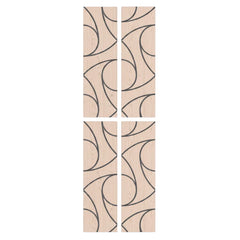 Close up view of spiral acoustic wall panels pack of 4 in premium oak finish showing real wood veneer texture and acoustic felt backing by Solid Furniture UK