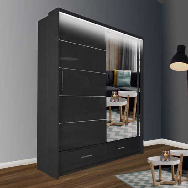 SYCYLIA 150cm Sliding Wardrobe flat-pack with easy-to-follow instructions for quick and hassle-free home assembly in the UK