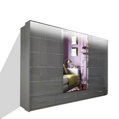 SYCYLIA Grey 255cm Sliding Wardrobe with Full Mirror Door
