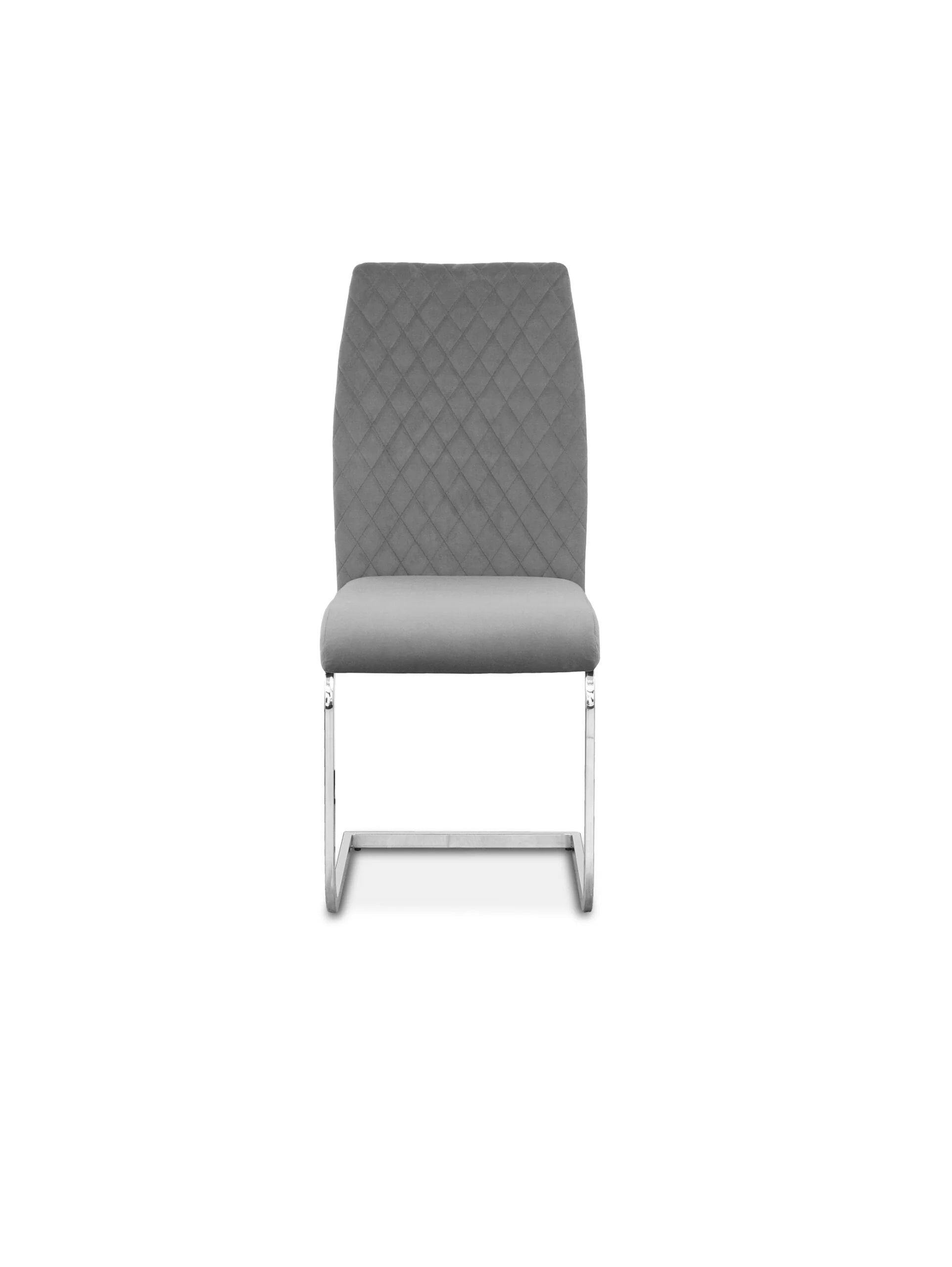 Tokyo dining chair set of 4 in plush grey fabric front view, stylish modern dining chairs UK from Solid Furniture UK