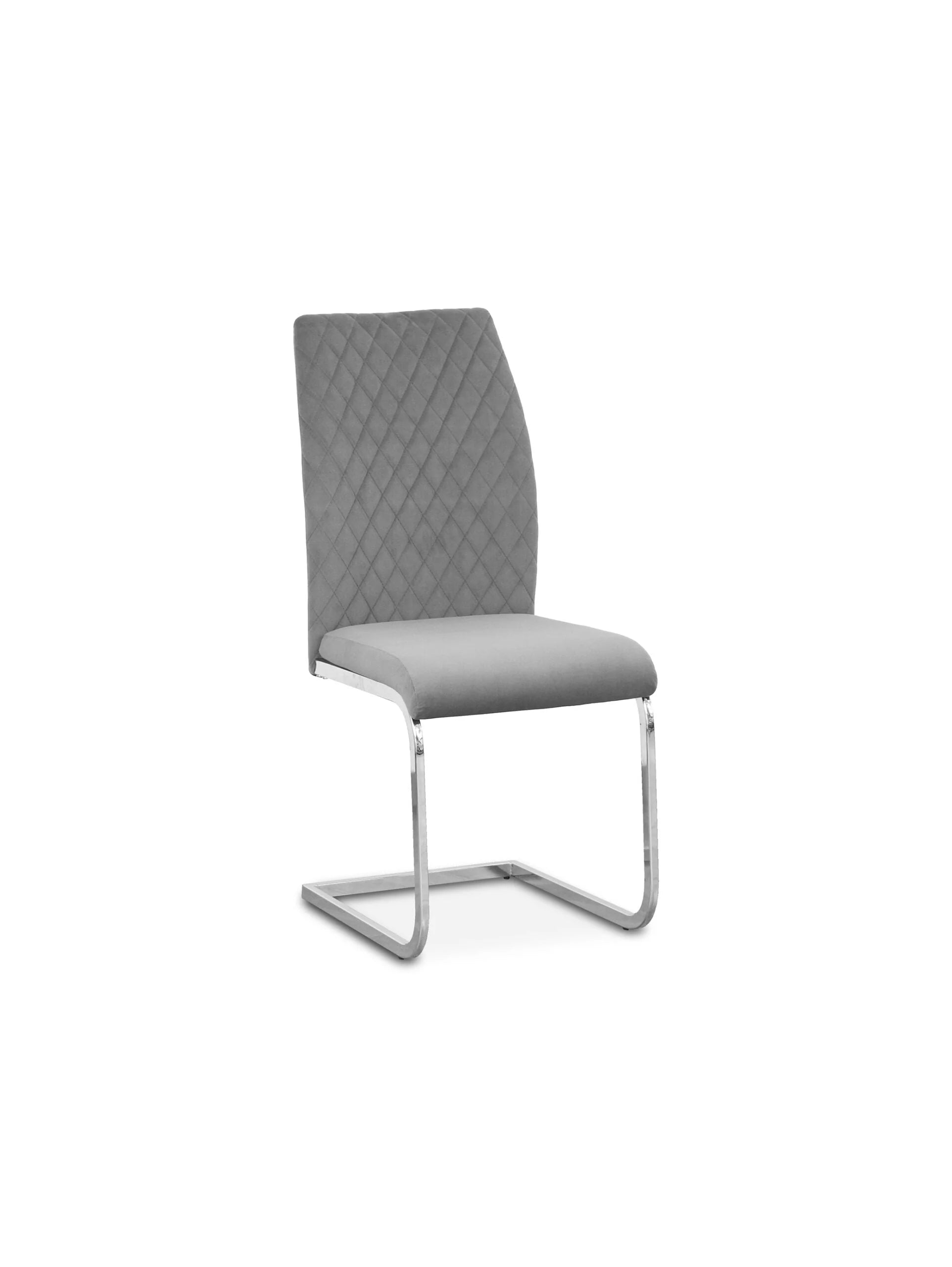 Side view of Tokyo dining chair in plush grey fabric, showcasing modern design and comfort from Solid Furniture UK dining collection