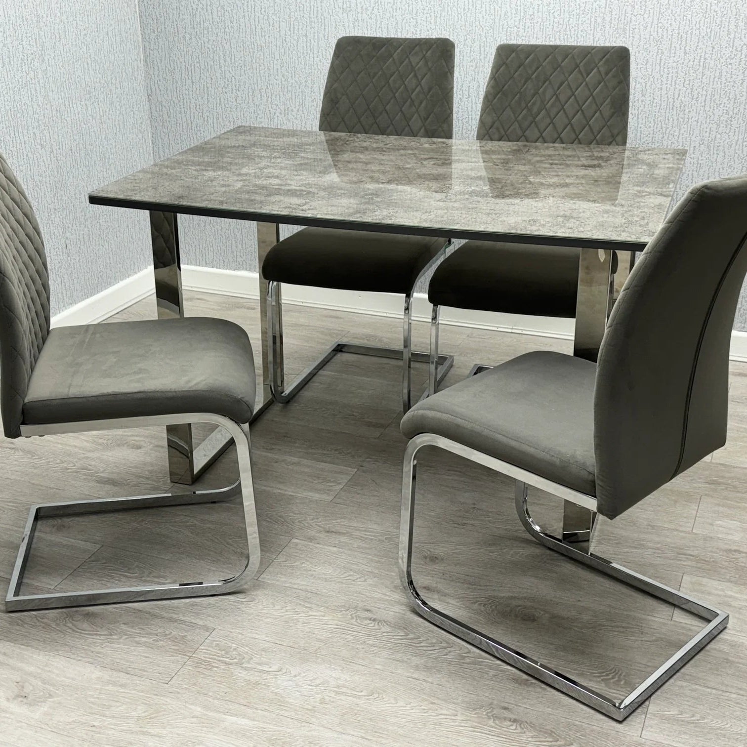 Tokyo Rectangular Dining Table with 4 Chairs Main View Modern Dining Set for UK Homes | Solid Furniture UK