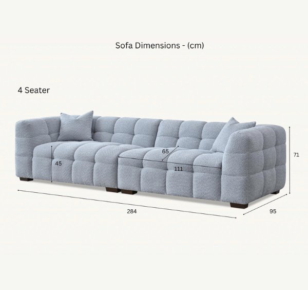 Tribeca 4 seater sofa product dimensions diagram - SOLID FURNITURE LTD