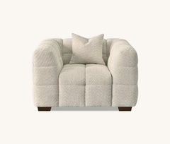 Tribeca accent armchair in oatmeal boucle fabric solid furniture UK