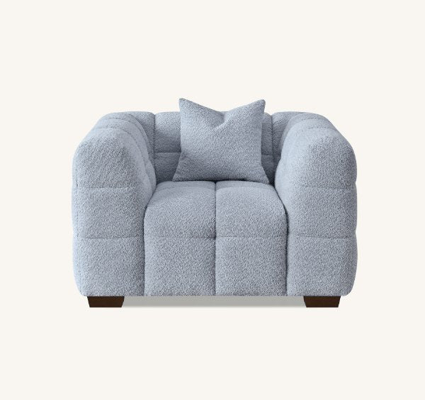 Tribeca accent armchair in pearl bouclé fabric - SOLID FURNITURE LTD