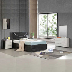 Twin Grey High Gloss Half Moon ottoman bed frame main view by Solid Furniture UK