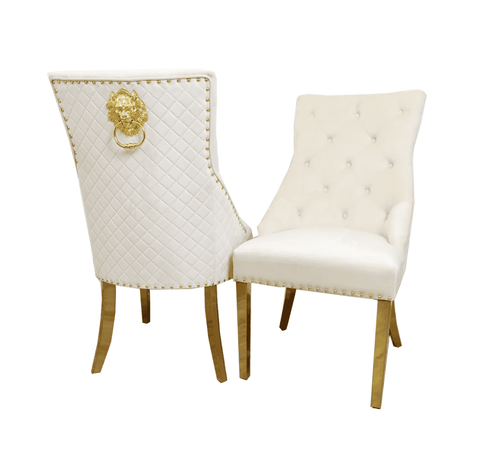 Bentley Gold Cream Velvet Dining Chairs