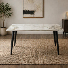Venice dining table with ceramic top and black legs main view by Solid Furniture UK