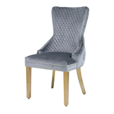 Victoria Dining Chair Grey and Gold Lion Knocker Luxury Dining Chairs Set UK from Solid Furniture UK