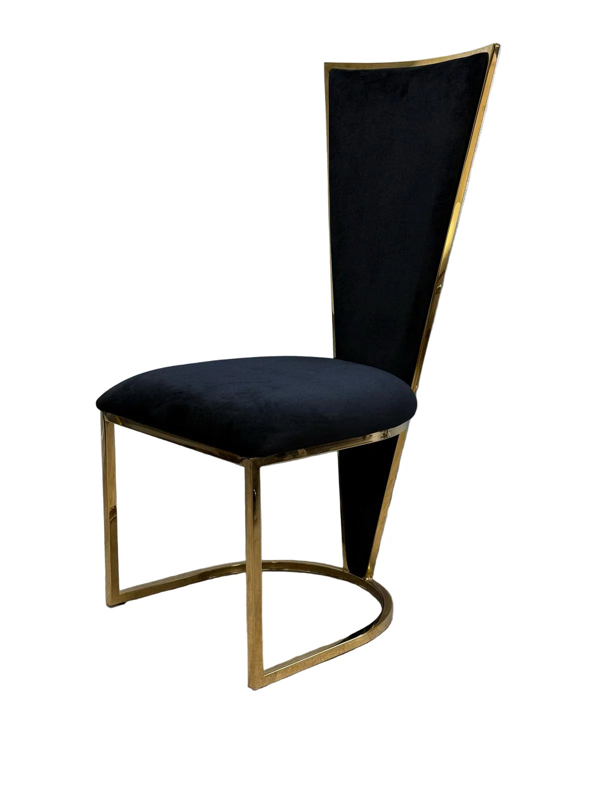 Vienna dining chair in black and gold finish, front view upholstered luxury dining chair UK by Solid Furniture UK