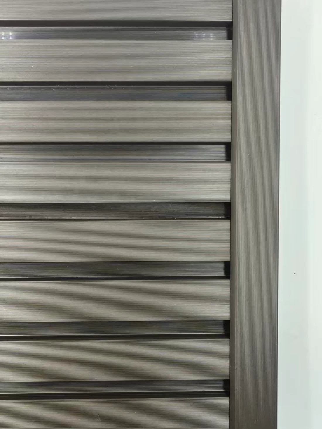 Wall Panel End Trim Dark Brown Finish Side Angle View Composite Edge Trim Solid Furniture UK
