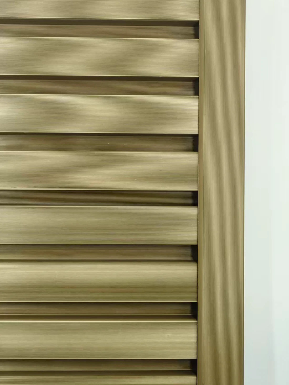 Wall Panel End Trim Khaki Finish Side Angle View Composite Edge Trim Solid Furniture UK