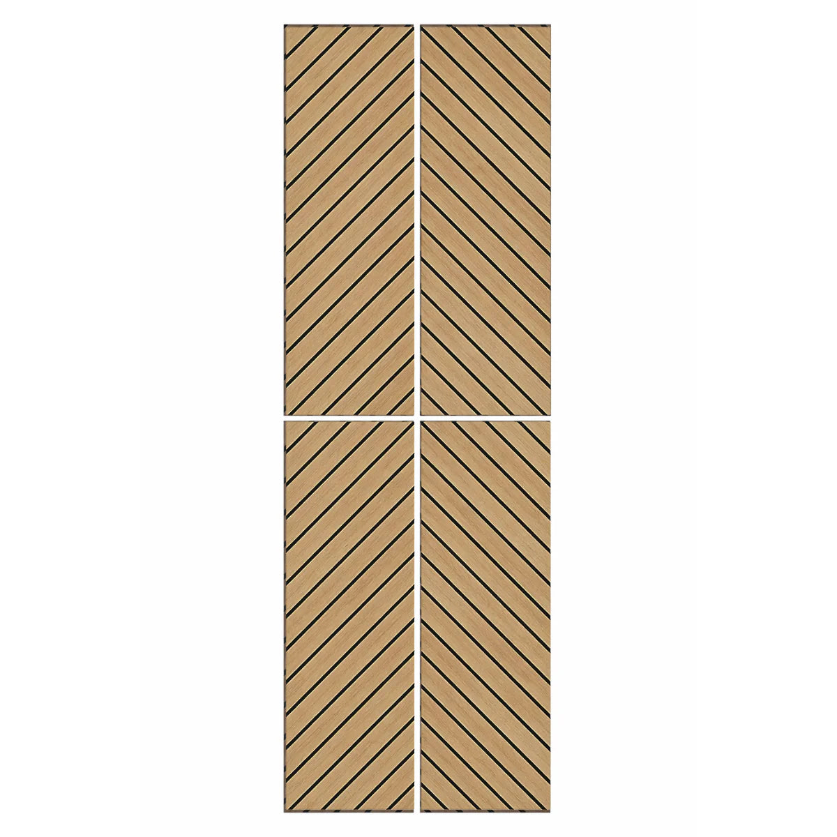 Closeup Walnut herringbone acoustic wall panel brown wood veneer acoustic backing pack of 4 solid furniture UK