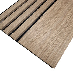 Walnut 240 x 30 cm acoustic wood veneer wall panels by Solid Furniture UK with natural warm finish for stylish interior feature walls