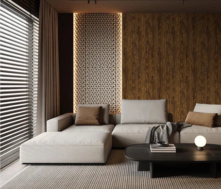 Solid Furniture UK walnut PVC wall panel, 60x240cm, realistic wood effect design