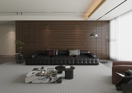 Front view of walnut WPC wall panels UK by Solid Furniture LTD highlighting seamless design and rich wood grain detail