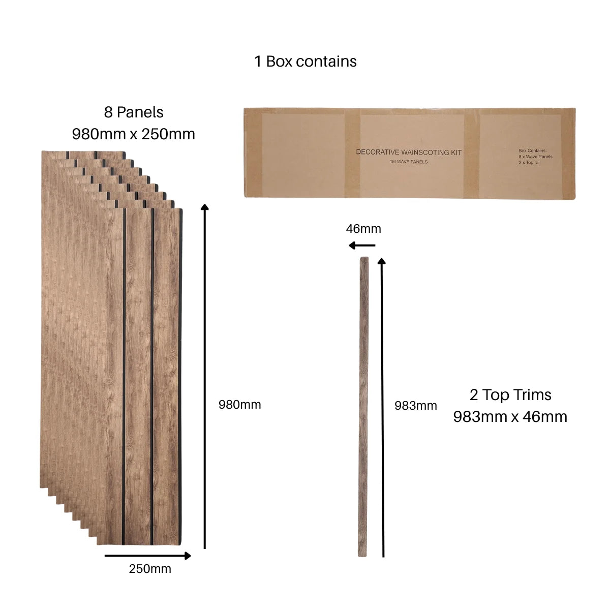Walnut Wave wainscoting wall panel dimensions UK