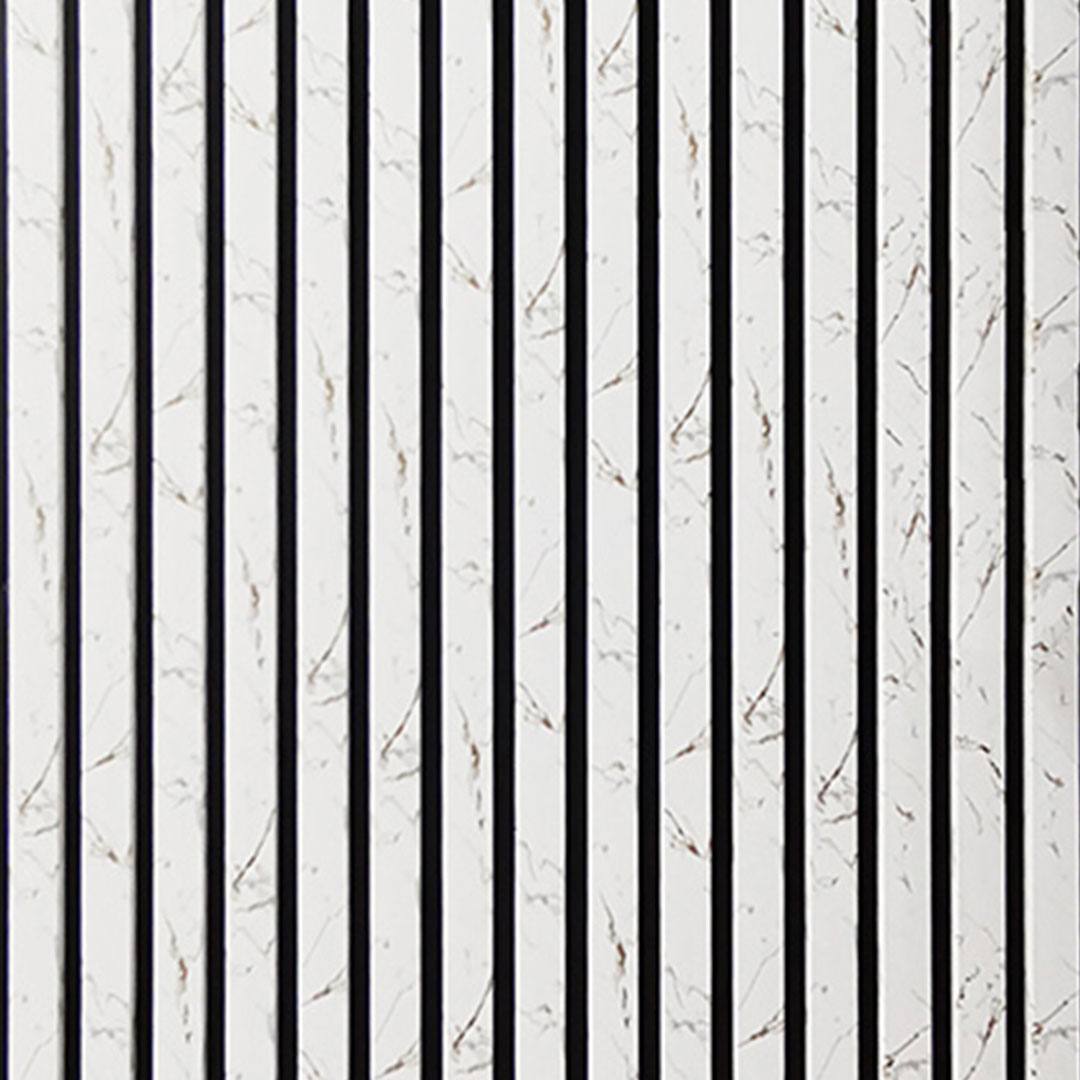 60x240cm White Gold Marble acoustic wall panel by Solid Furniture LTD shown at an angle, highlighting depth, texture, and gold dot accents