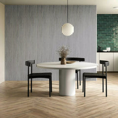60x240cm White Marble Acoustic Slatted Wall Panels by Solid Furniture LTD installed in a contemporary room, enhancing aesthetics and sound control