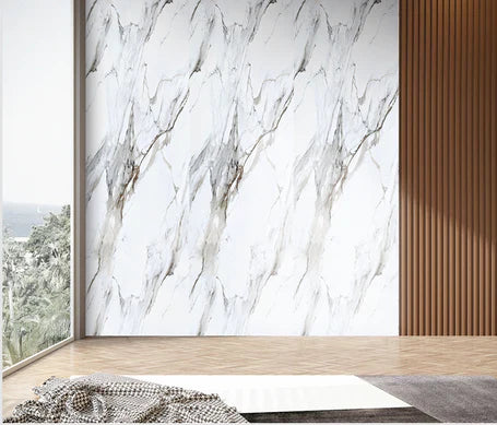 White marble PVC wall panels 60x240cm with waterproof finish