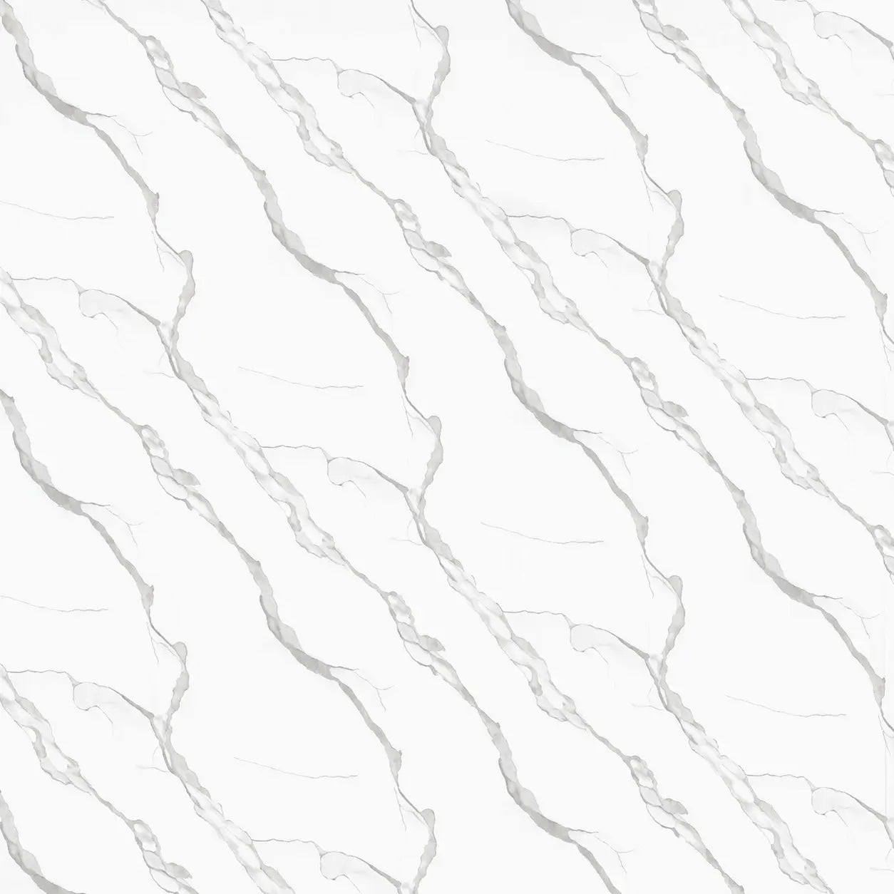 Close-up of white marble effect PVC wall panels showing the decorative surface finish from Solid Furniture UK