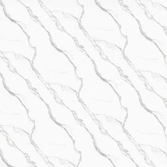 Close-up of white marble effect PVC wall panels showing the decorative surface finish from Solid Furniture UK