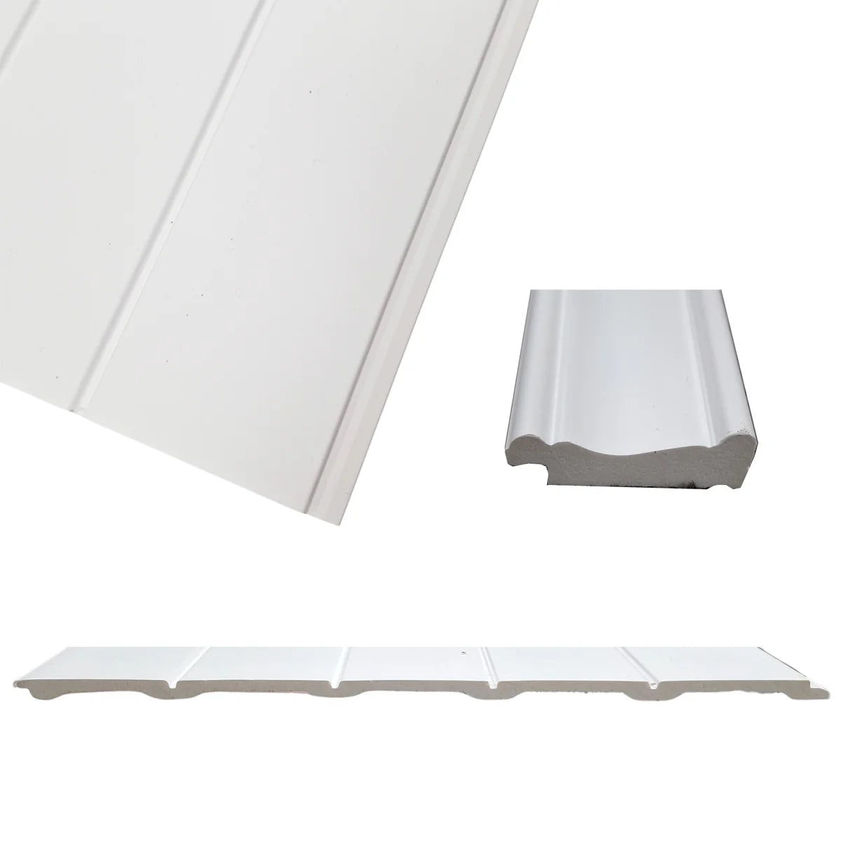 Detailed view of white slatted half wall kit texture by Solid Furniture UK