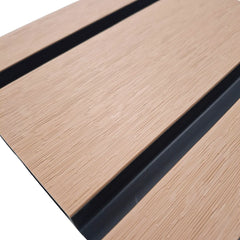 Pack of 4 wide slat composite wall cladding panels in Light Oak finish for outdoor exterior walls solid furniture UK