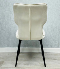Back view of Windsor Velvet Dining Chair Pair in Mink with supportive velvet backrest from Solid Furniture UK