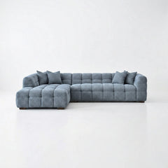 Tribeca Corner Group – Modern Iron Bouclé Corner Sofa with Chaise & Footstool (Left & Right Hand Options) | Solid Furniture UK