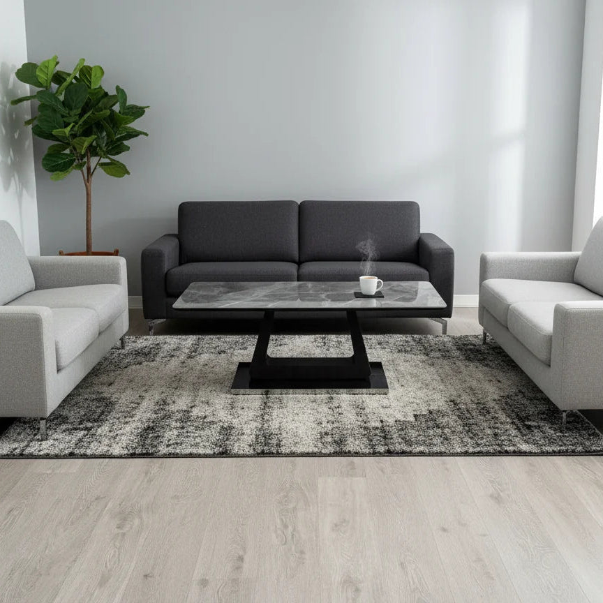 Zermatt 120cm coffee table with grey ceramic top in a stylish living room - Solid Furniture UK