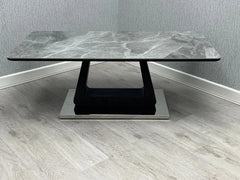 Zermatt 120cm coffee table with grey ceramic top main view - Solid Furniture UK